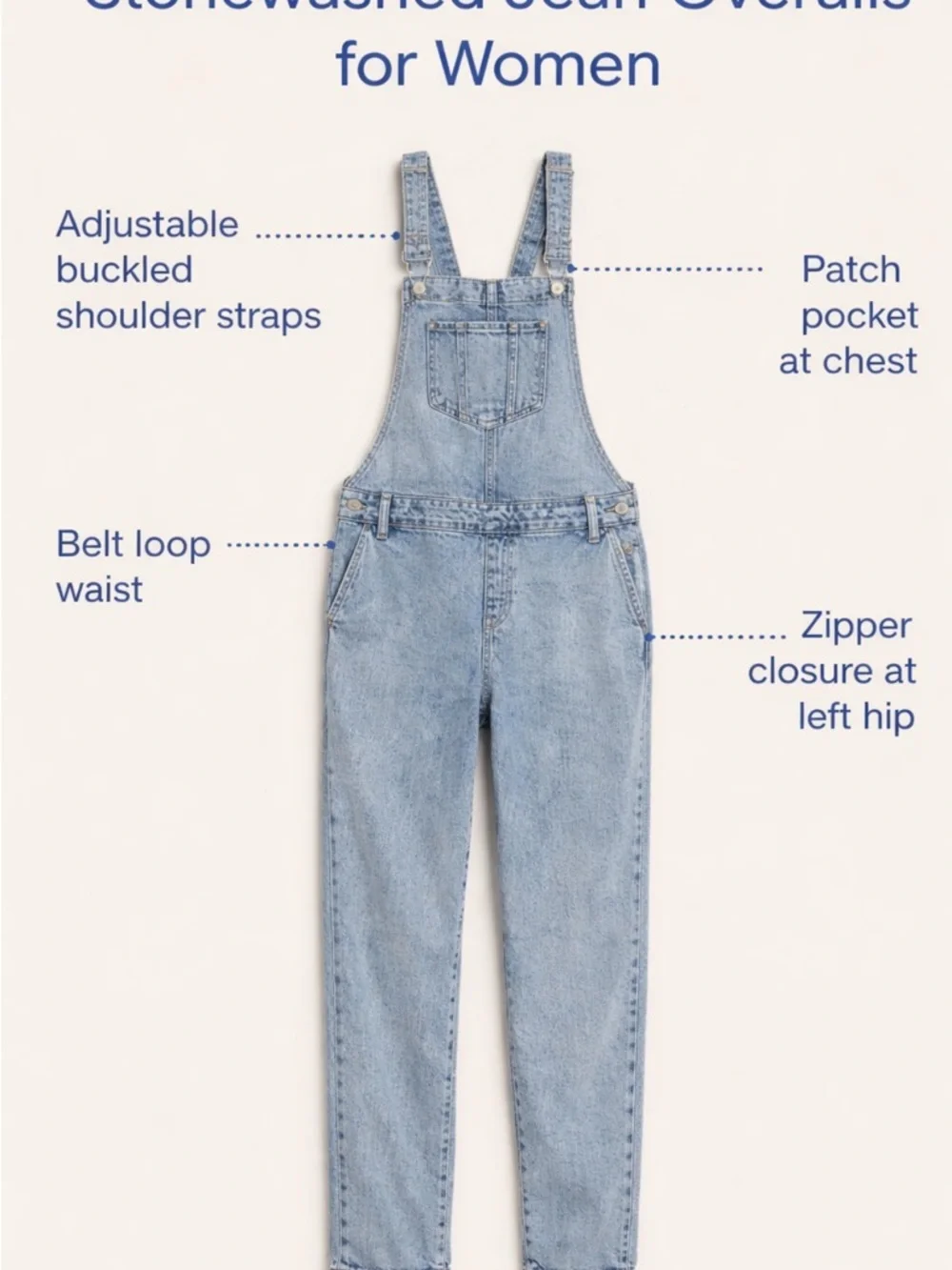 Old Navy stonewashed Light Blue Denim Overalls women’s size 14